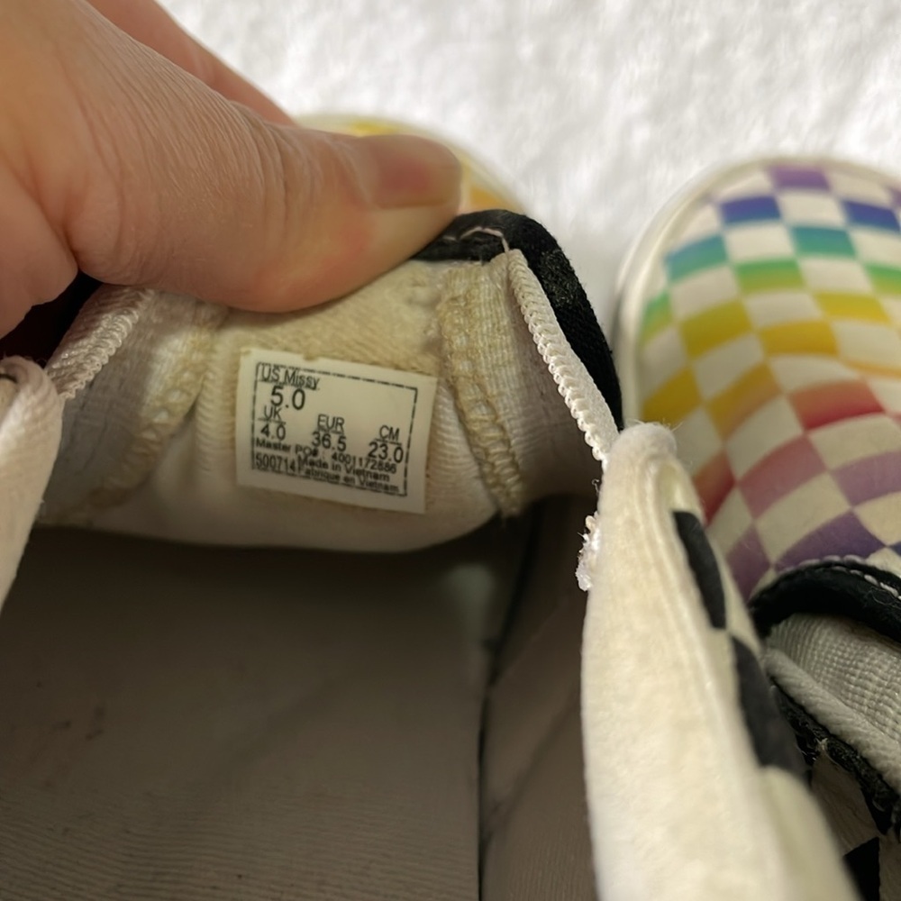 Vans Missy Slip-on Size 5.0 Checker Board Rainbow Design - Picture 5 of 6